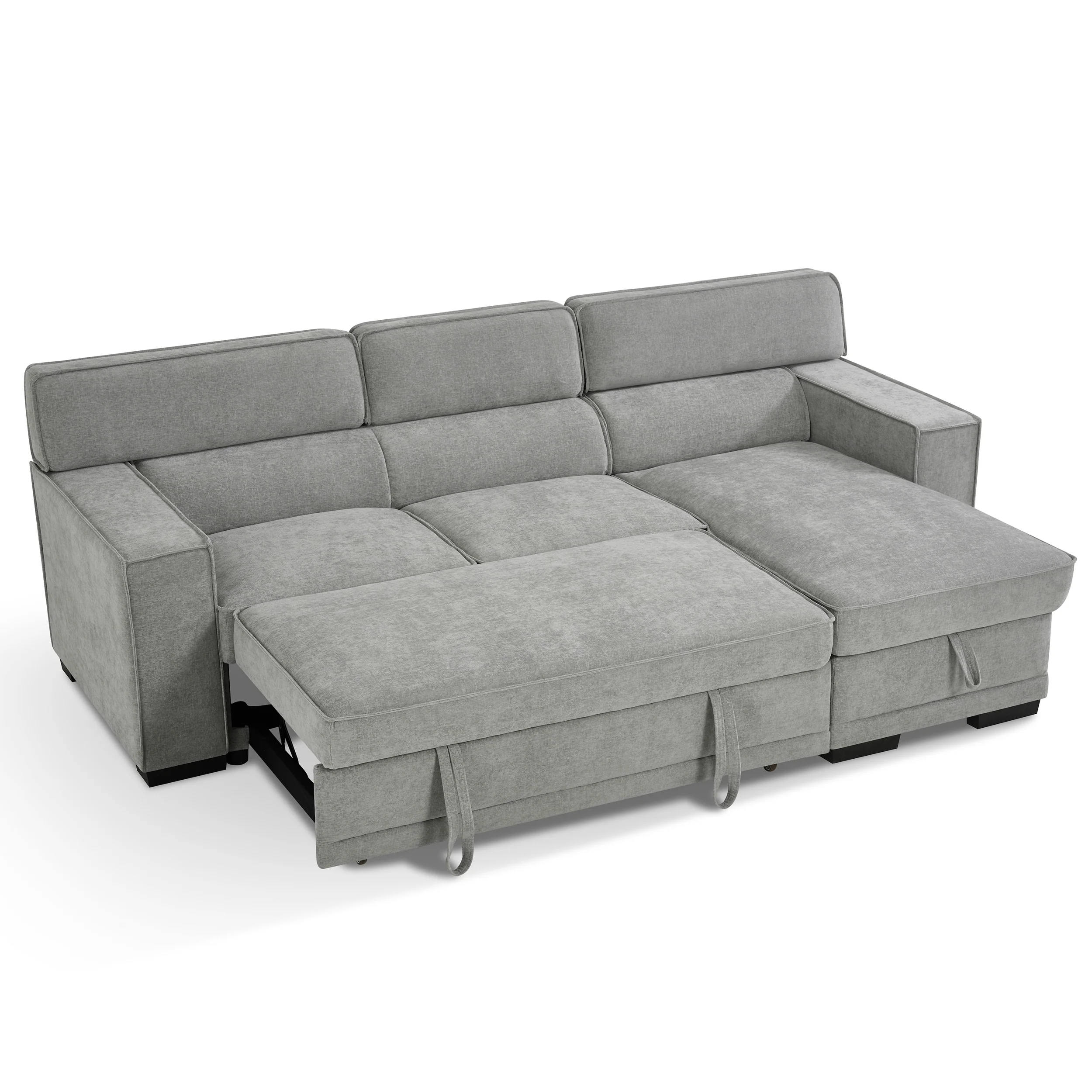 Wentworth 3 Seater Modular Pull Out Sofa Bed | Grey - Image 4