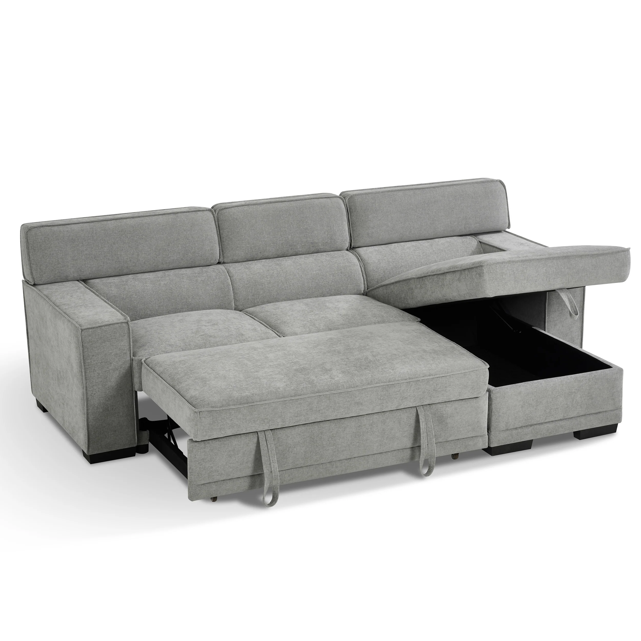 Wentworth 3 Seater Modular Pull Out Sofa Bed | Grey - Image 5