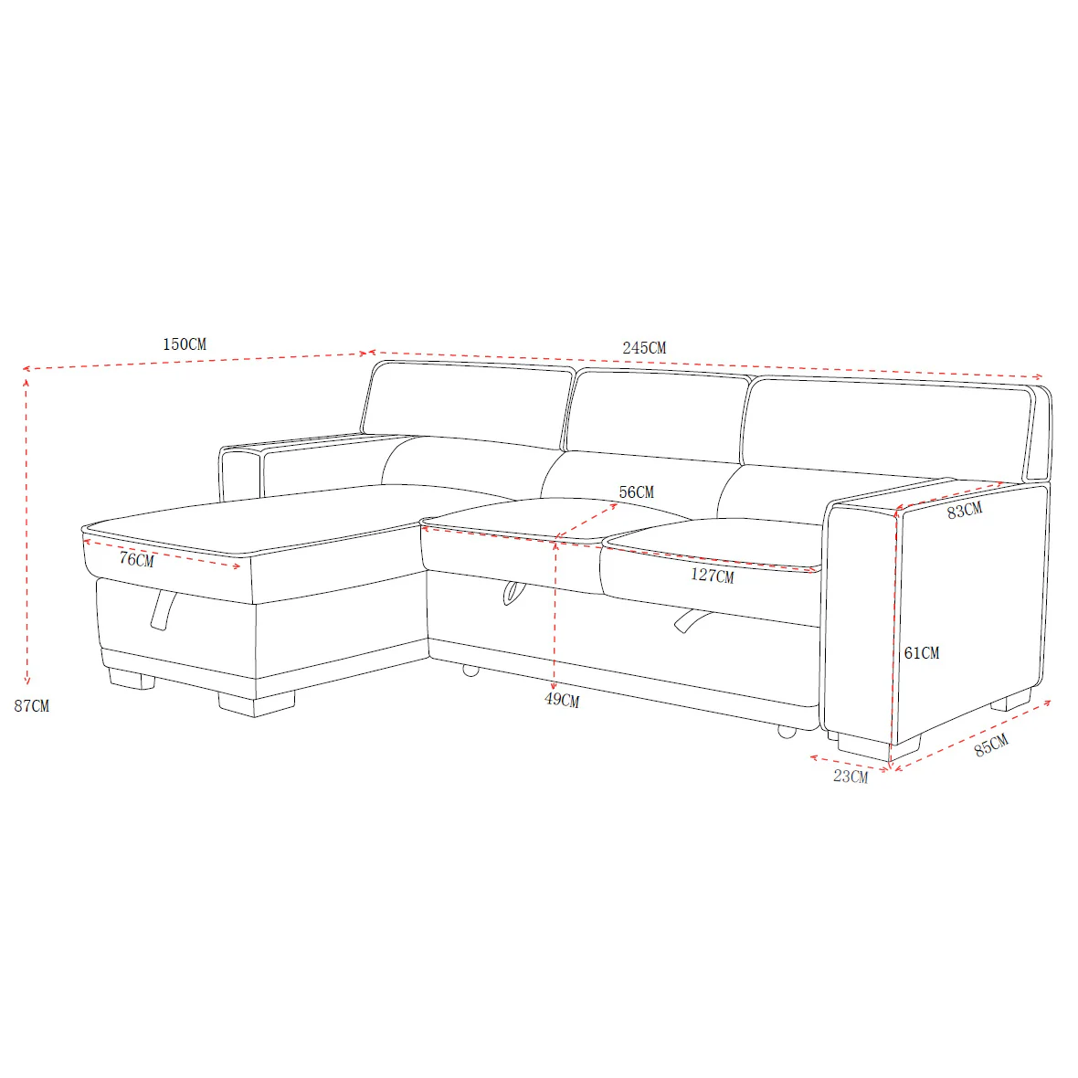 Wentworth 3 Seater Modular Pull Out Sofa Bed | Brown - Image 6