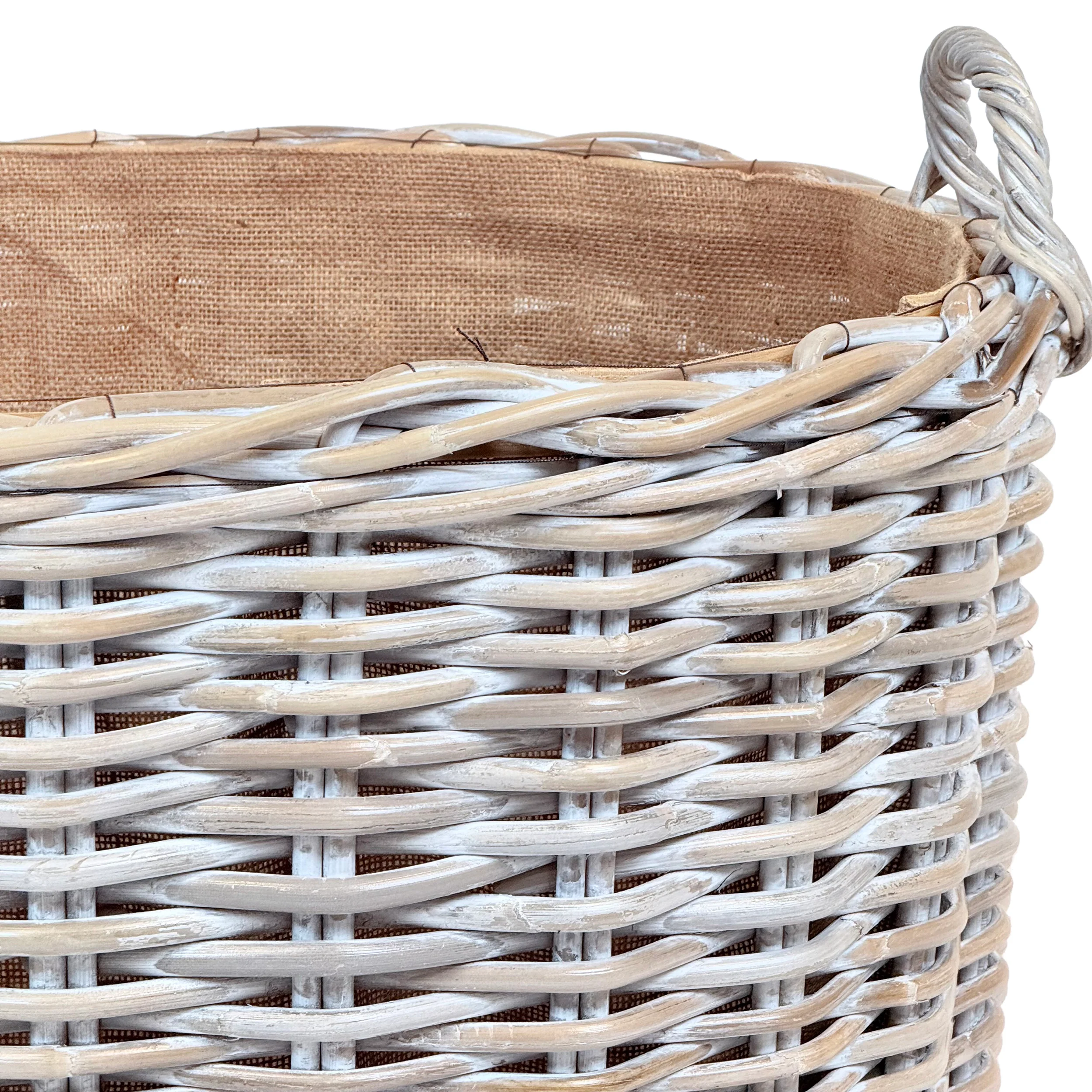 Whitewash Rattan Oval Wicker Storage Basket | Large - Image 4