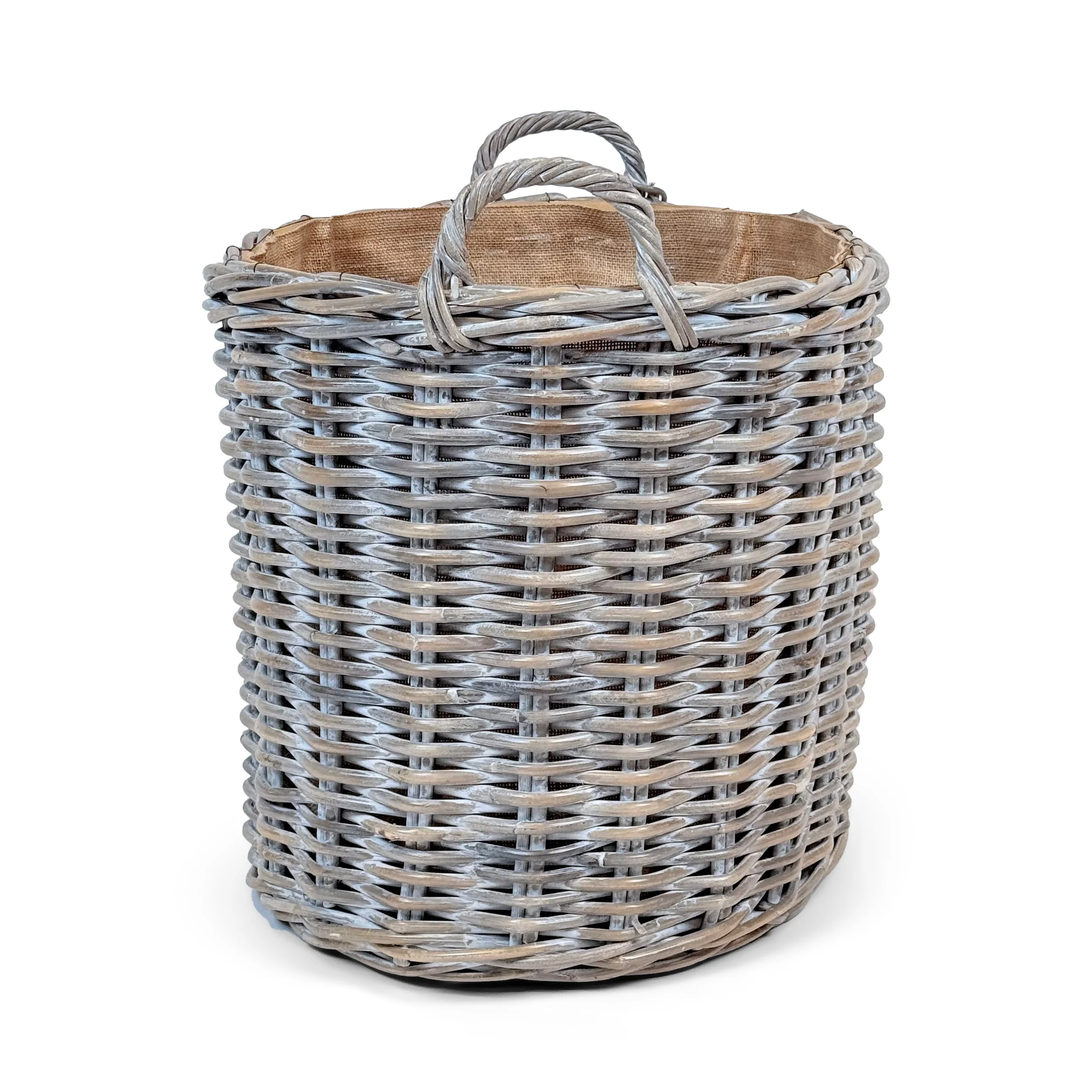 Whitewash Rattan Oval Wicker Storage Basket | Medium - Image 3