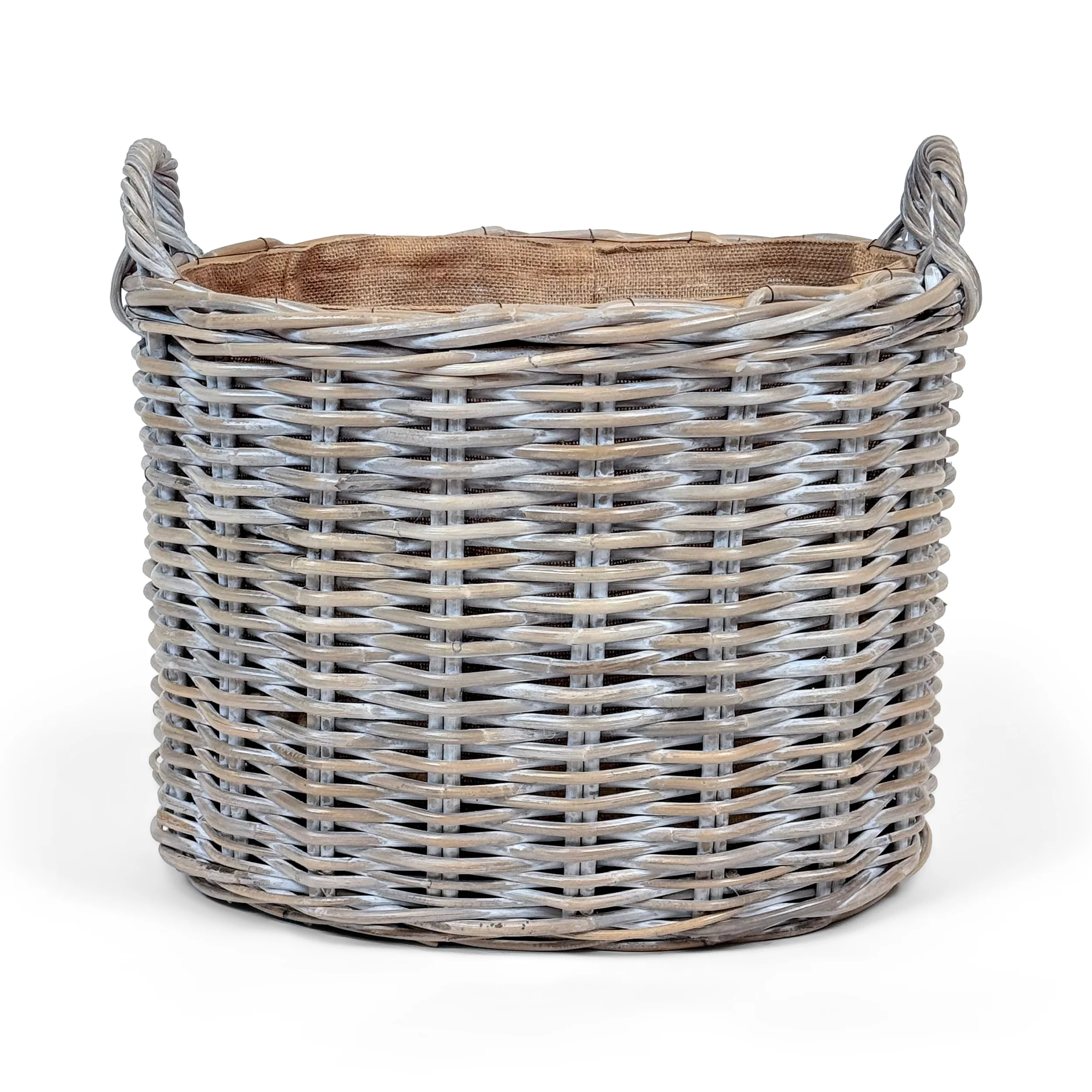 Whitewash Rattan Oval Wicker Storage Basket | Small - Image 2