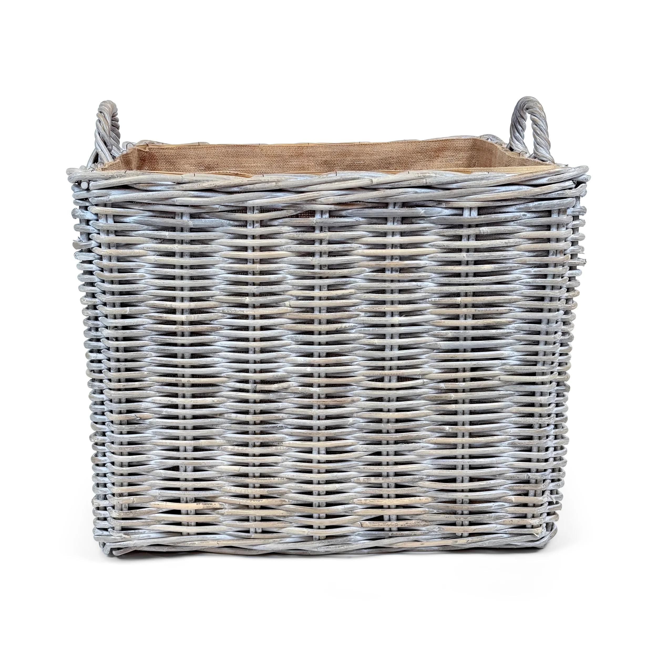 Whitewash Rattan Square Wicker Storage Basket | Large - Image 2