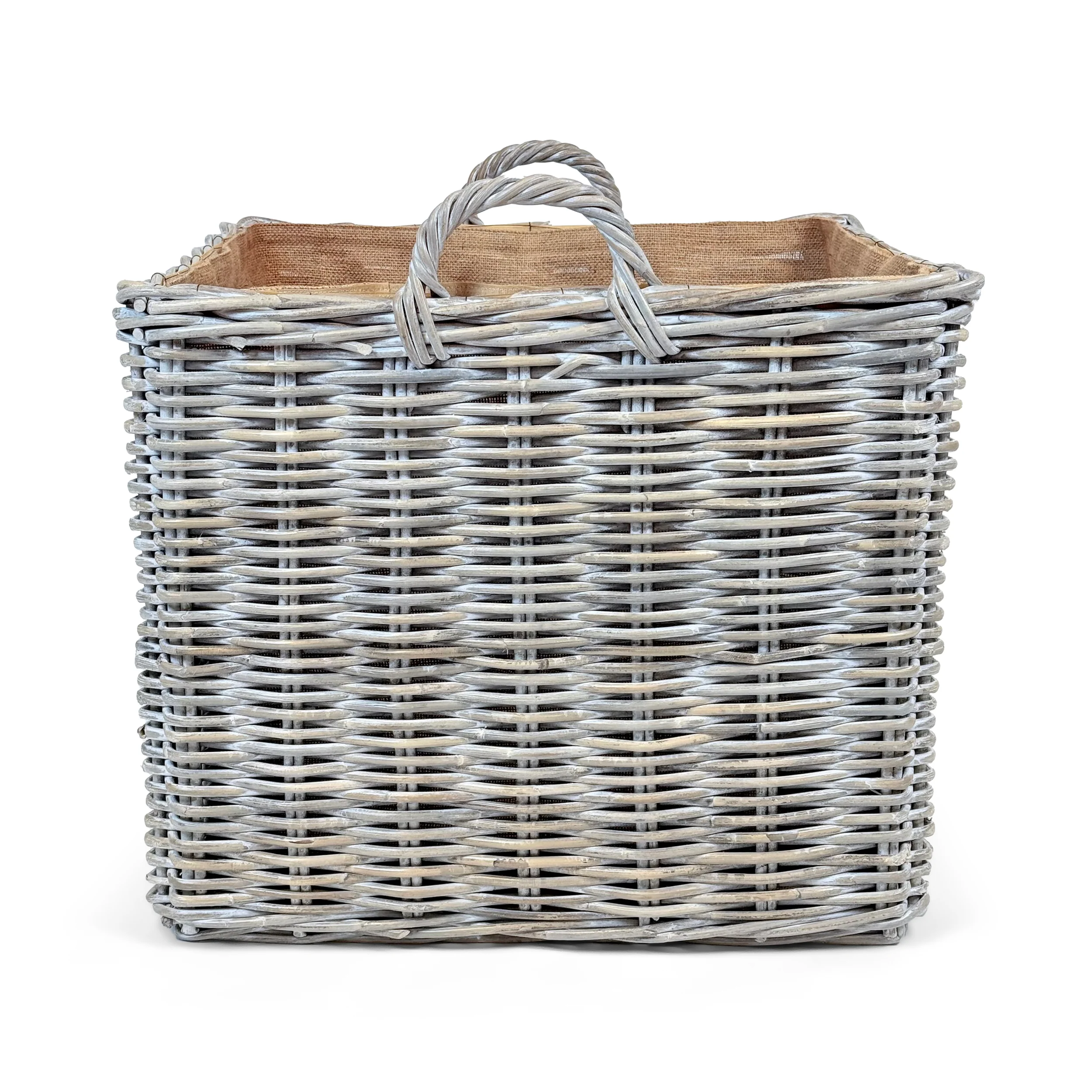 Whitewash Rattan Square Wicker Storage Basket | Large - Image 3