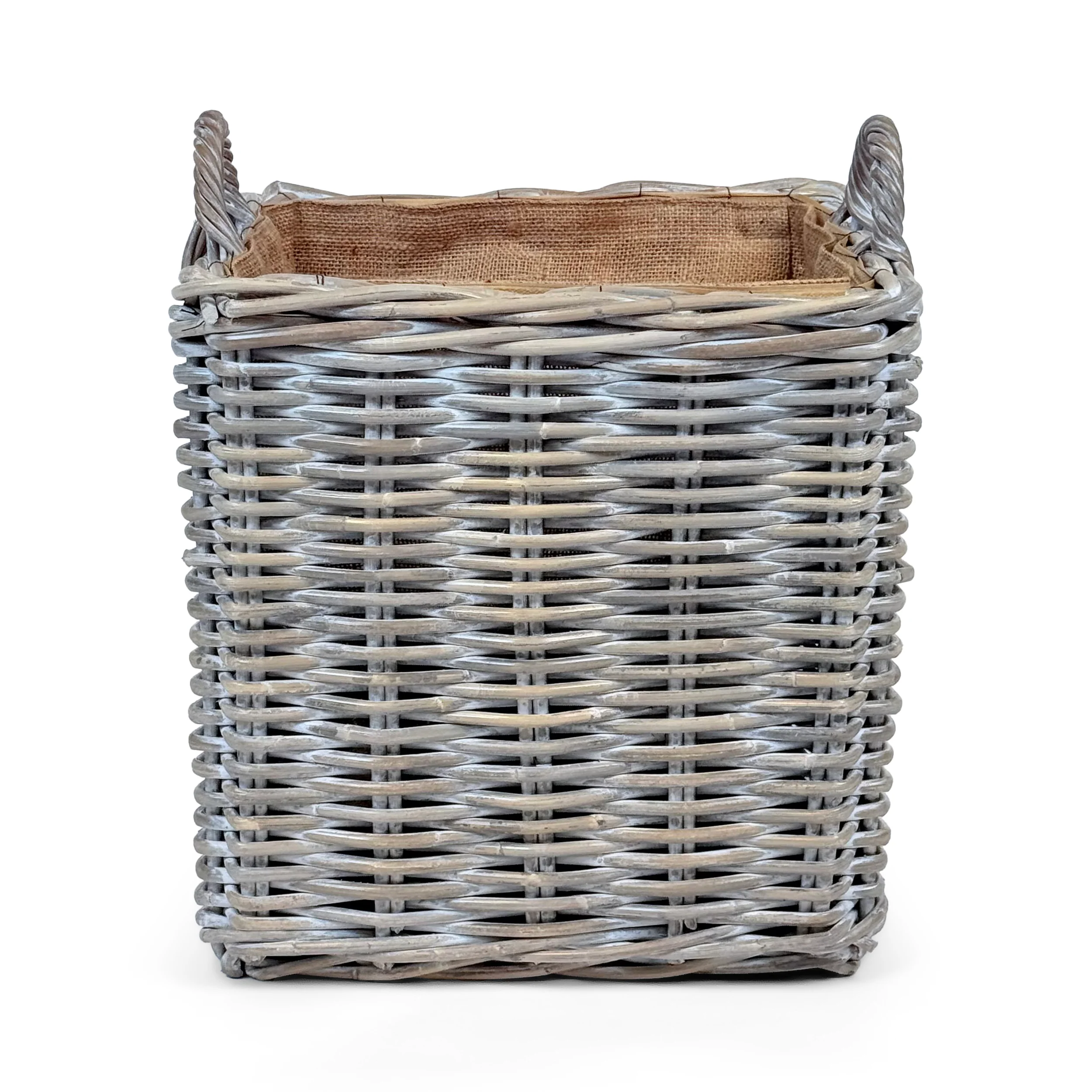 Whitewash Rattan Square Wicker Storage Basket | Medium - Image 3