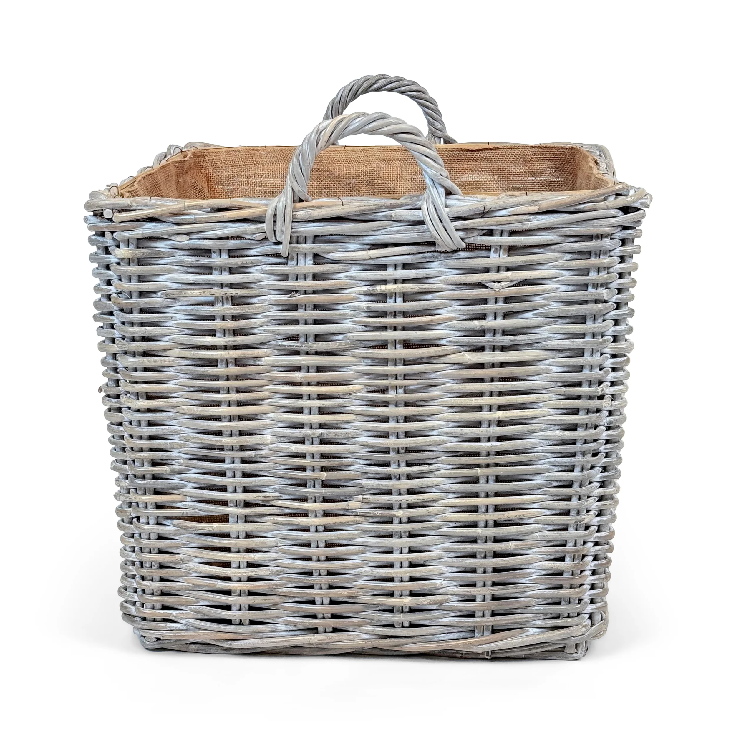 Whitewash Rattan Square Wicker Storage Basket | Small - Image 3