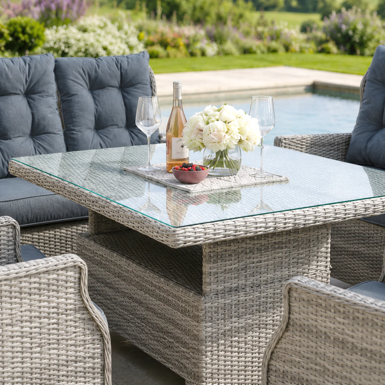 William Garden 5 Piece Reclining Sofa Dining Set with Rising Table & Ice Bucket - Image 4