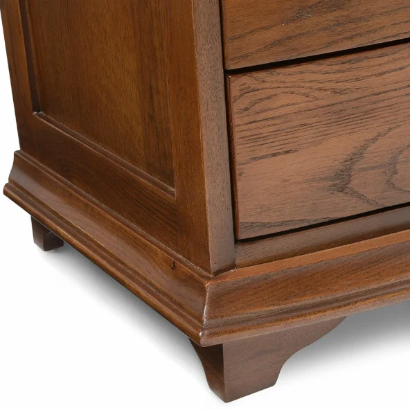 Winchcombe Dark Oak Wide 3 Drawer Bedside Table - Image 6