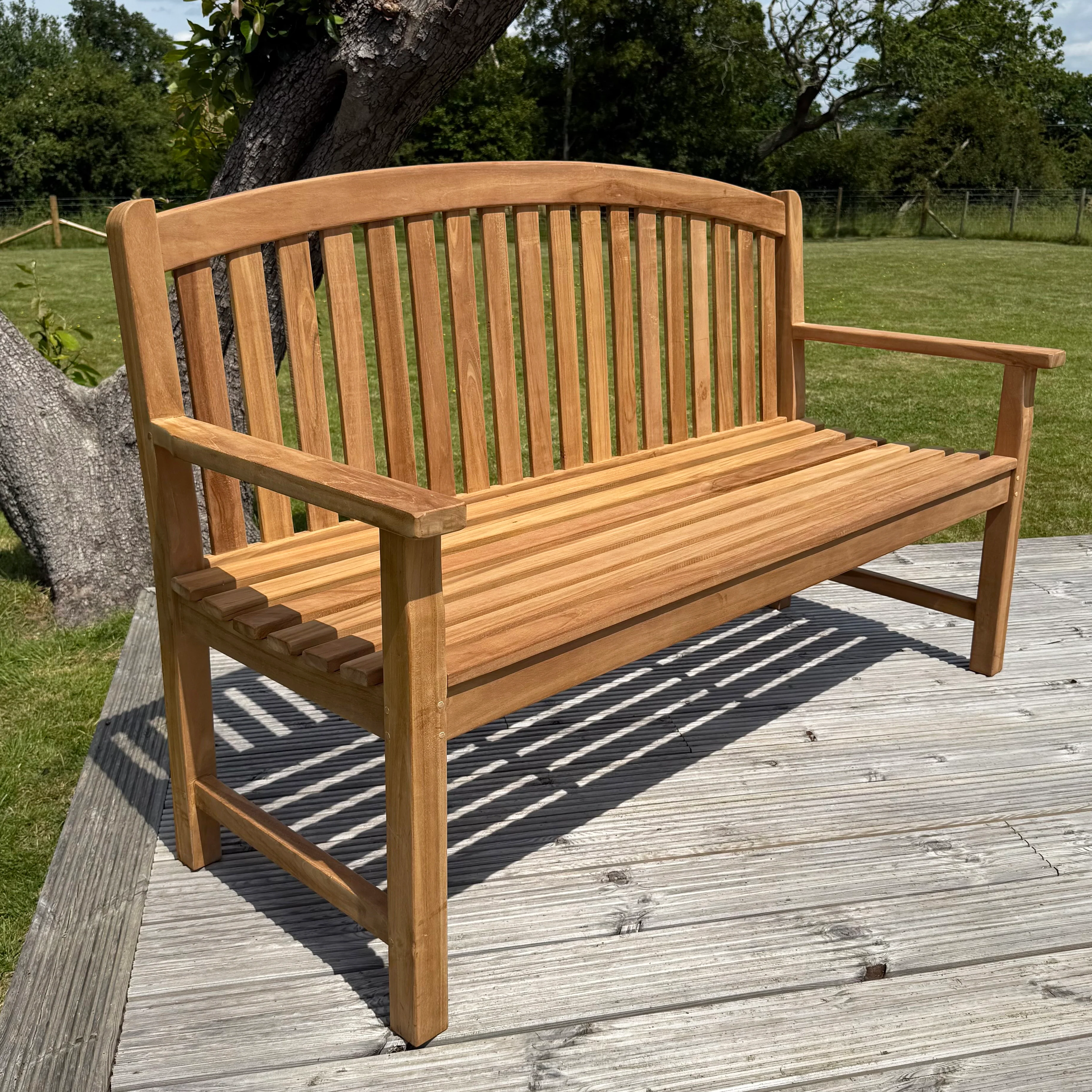 Windsor Large Teak Bow Back Garden Bench With Cushion - Image 6