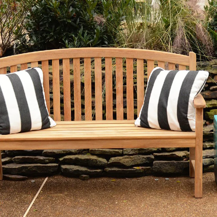 Windsor Large Teak Bow Back Garden Bench With Cushion - Image 7