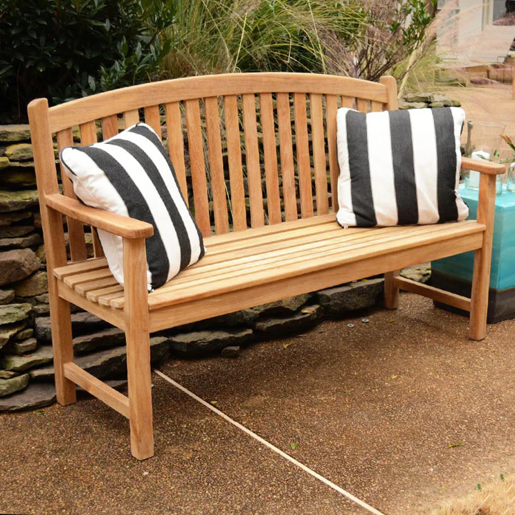 Windsor Large Teak Bow Back Garden Bench With Cushion - Image 8