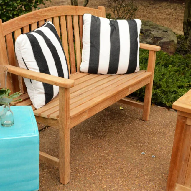 Windsor Large Teak Bow Back Garden Bench With Cushion - Image 9