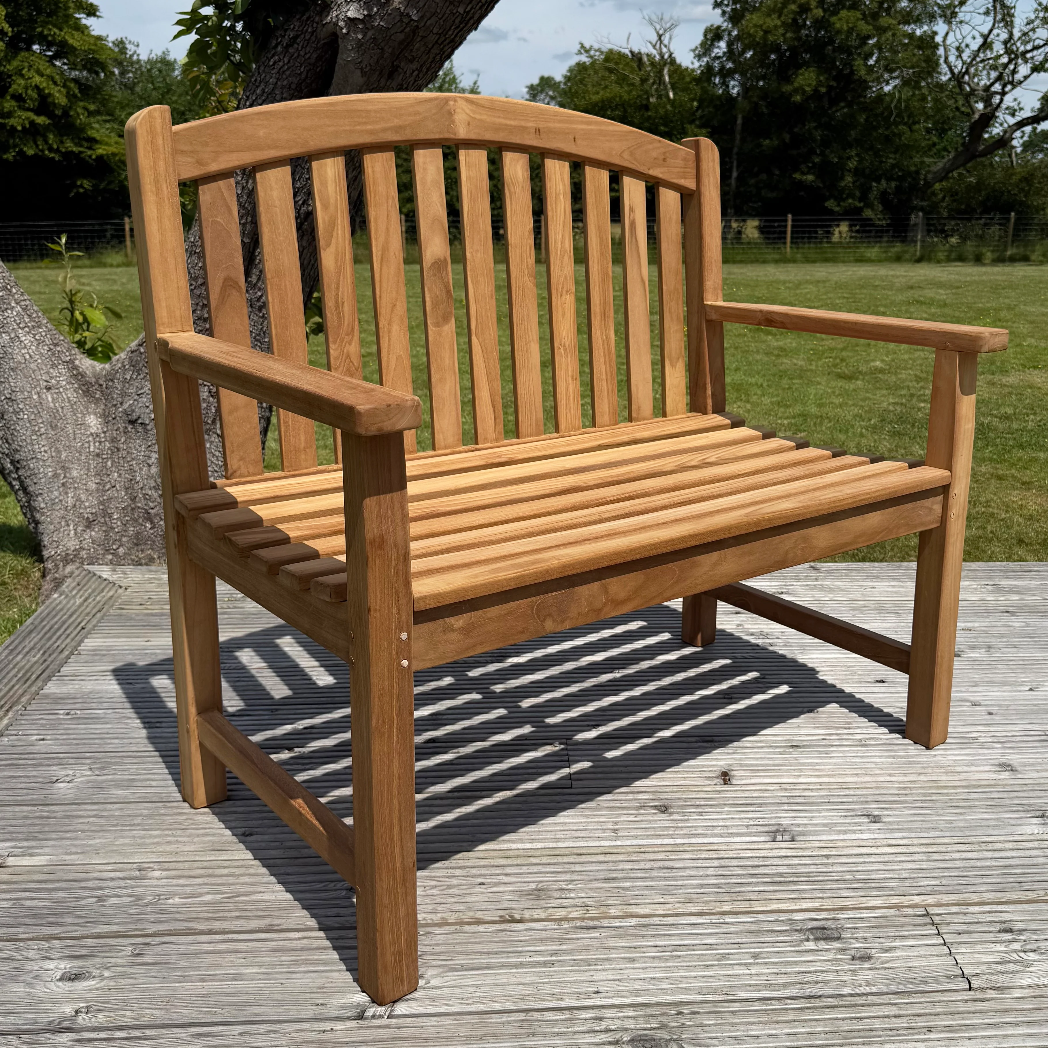 Windsor Teak Bow Back Garden Bench With Cushion - Image 3