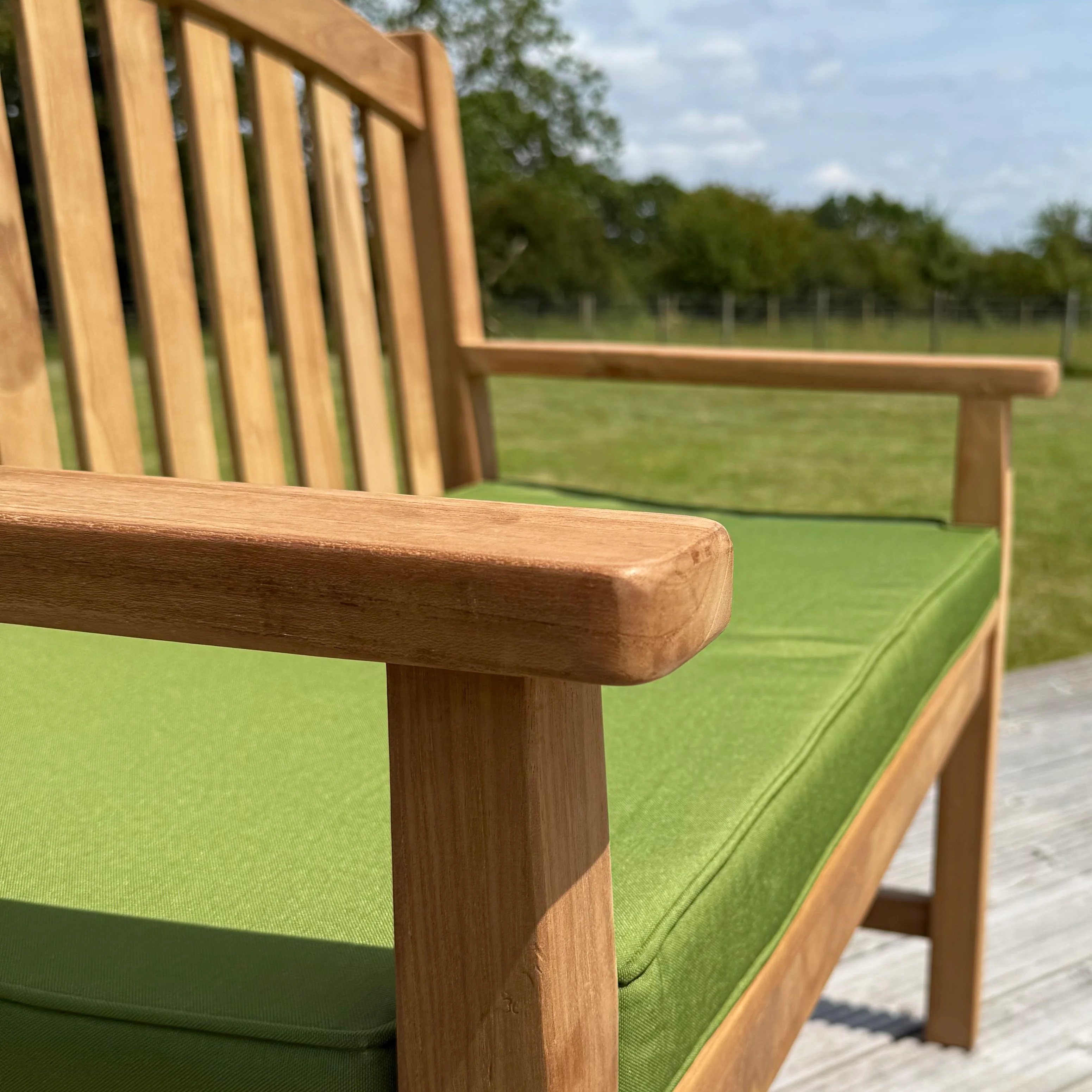 Windsor Teak Bow Back Garden Bench With Cushion - Image 6